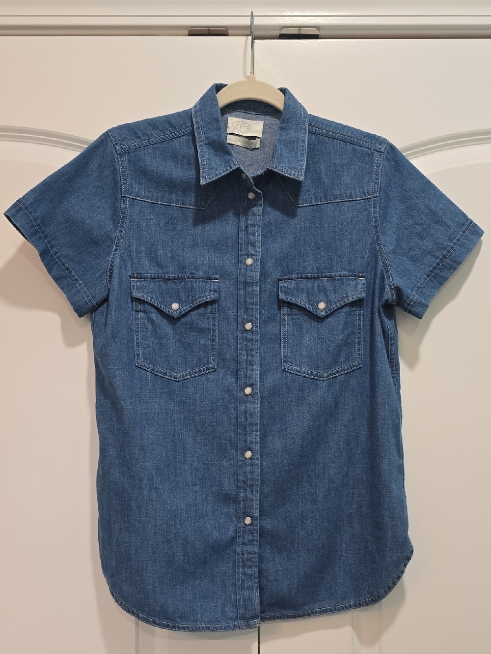 J. Crew Blue Short-Sleeve Denim Button-Down Shirt